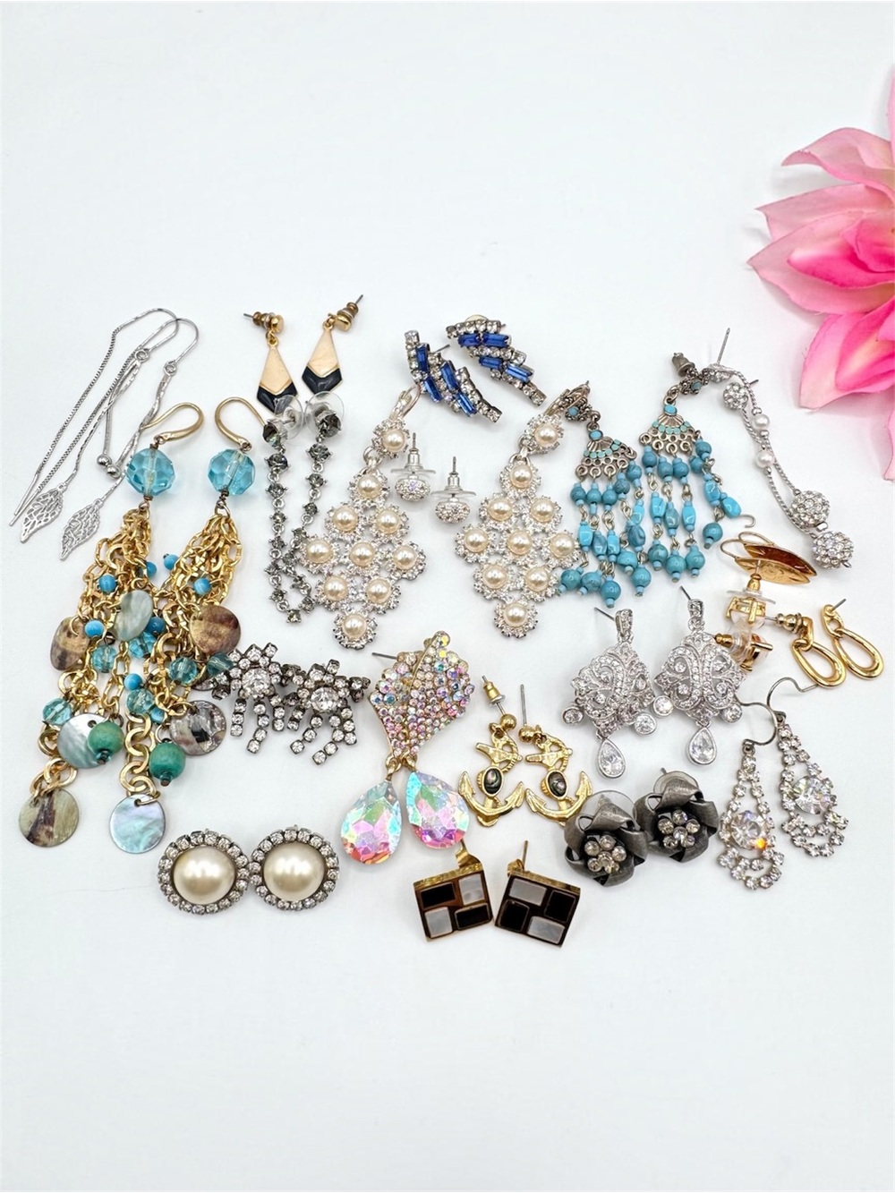 20 Pair Pierced Costume Jewelry Earring Lot Mixed Styles Vintage To Now Reseller